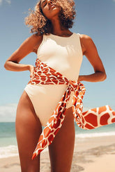 Maillot de bain une pièce avec taille nouée et fermeture éclair
